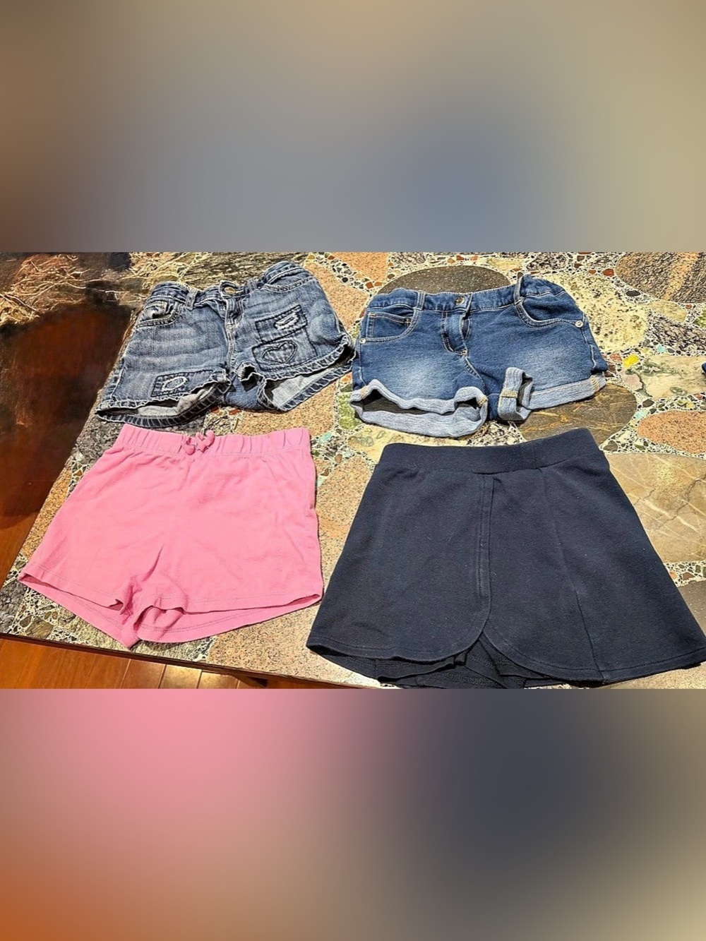 4 girl Kids Shorts Bundle Blue & Pink size 7-8